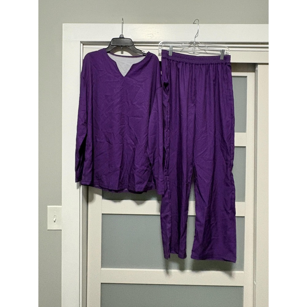 Turkmen Ladies 3 Piece Purple Pants set Scarf Geo Print sz L NEW - Picture 4 of 5